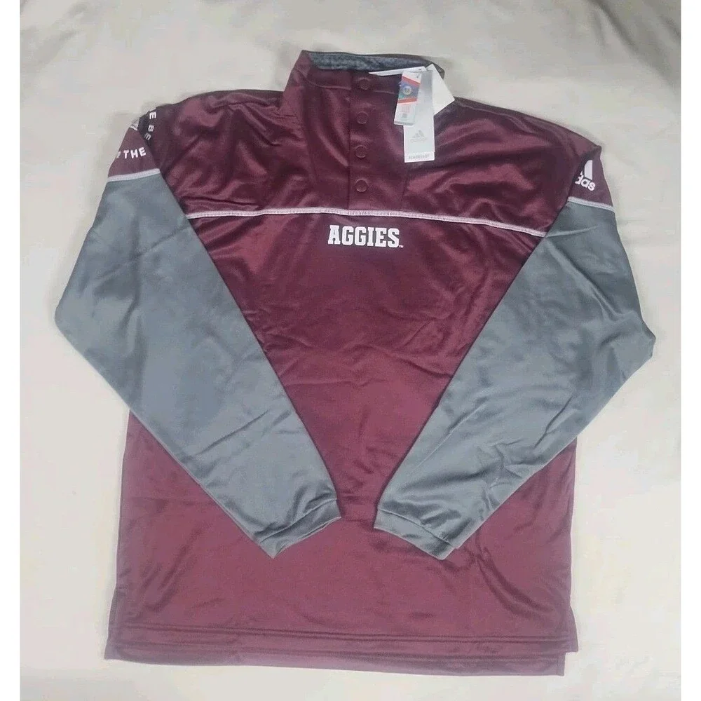 Texas A&M Aggies Adidas AEROREADY Knit Quarter Snap Jacket Men's Size Medium NEW